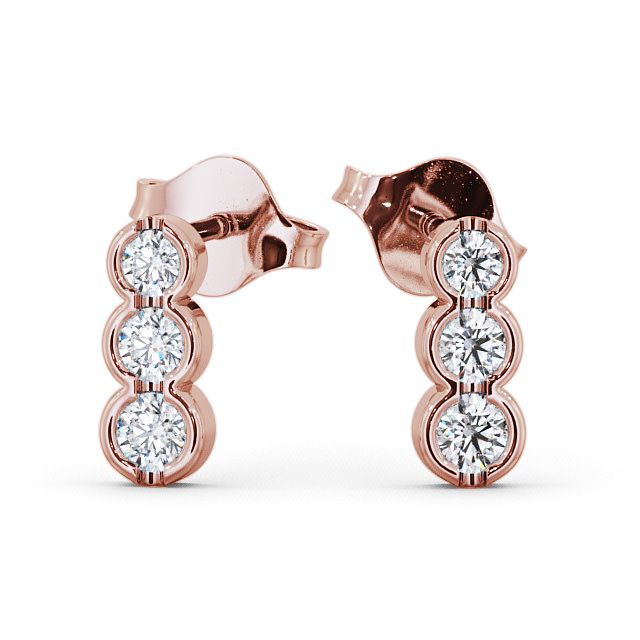 Journey Round Diamond Earrings 9K Rose Gold - Kirkby ERG33_RG_UP