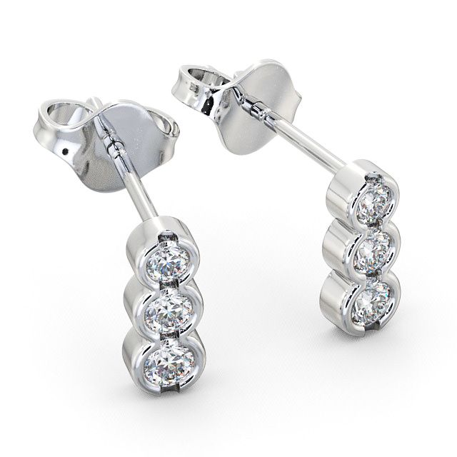 Journey Round Diamond Earrings 18K White Gold - Kirkby ERG33_WG_FLAT