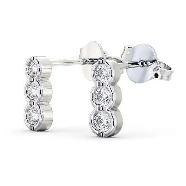 Journey Round Diamond Earrings 9K White Gold - Kirkby ERG33_WG_SIDE