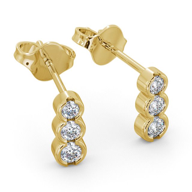 Journey Round Diamond Earrings 9K Yellow Gold - Kirkby ERG33_YG_FLAT