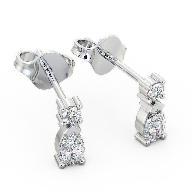 Drop Pear Diamond Earrings 18K White Gold - Adeyfield ERG34_WG_FLAT