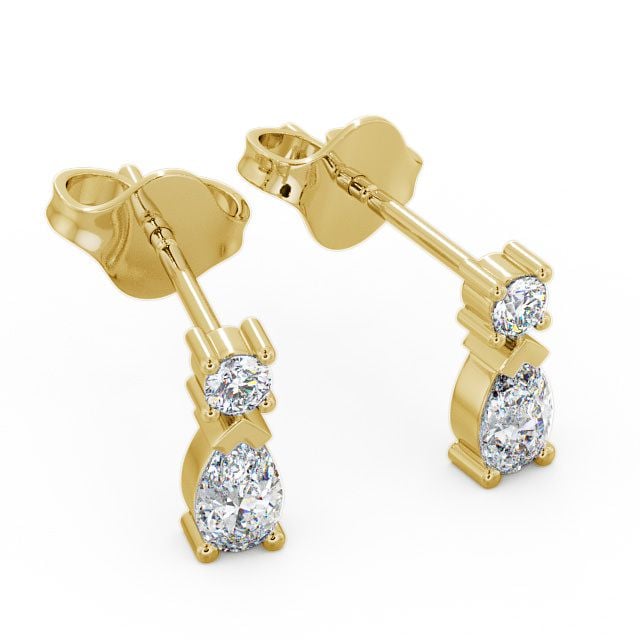 Drop Pear Diamond Earrings 9K Yellow Gold - Adeyfield ERG34_YG_FLAT