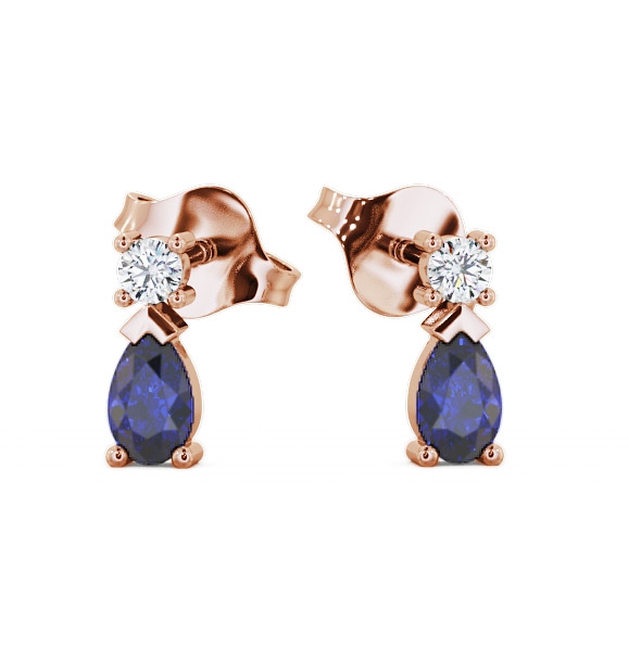  Drop Style Blue Sapphire and Diamond 0.72ct Earrings 9K Rose Gold - Adeyfield ERG34GEM_RG_BS_THUMB2 