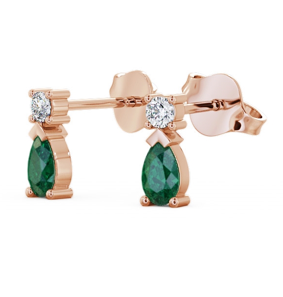 Drop Style Emerald and Diamond 0.62ct Earrings 18K Rose Gold - Adeyfield ERG34GEM_RG_EM_THUMB1
