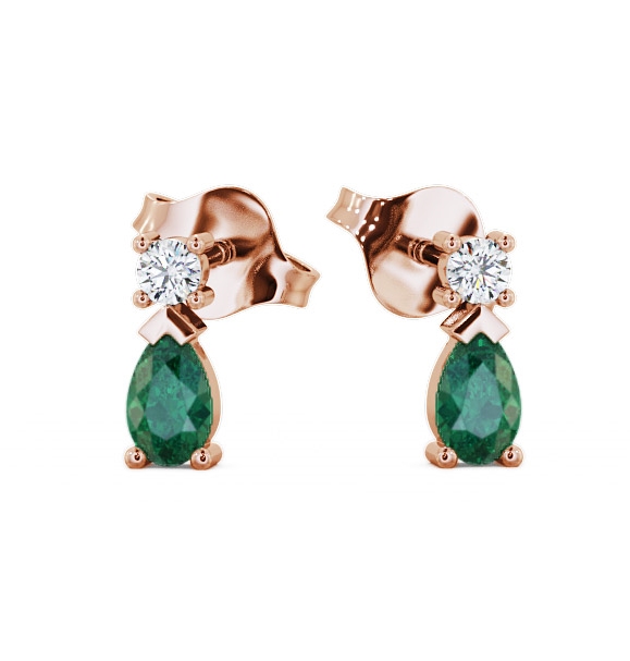  Drop Style Emerald and Diamond 0.62ct Earrings 9K Rose Gold - Adeyfield ERG34GEM_RG_EM_THUMB2 