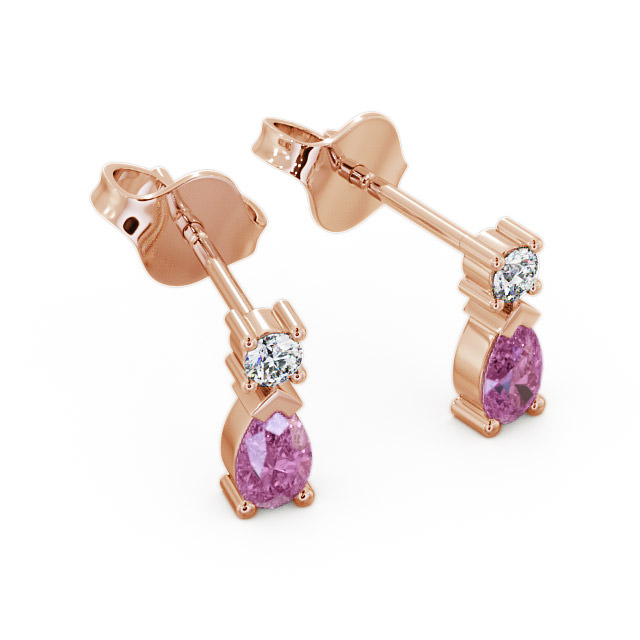 Drop Style Pink Sapphire and Diamond 0.72ct Earrings 18K Rose Gold - Adeyfield ERG34GEM_RG_PS_FLAT
