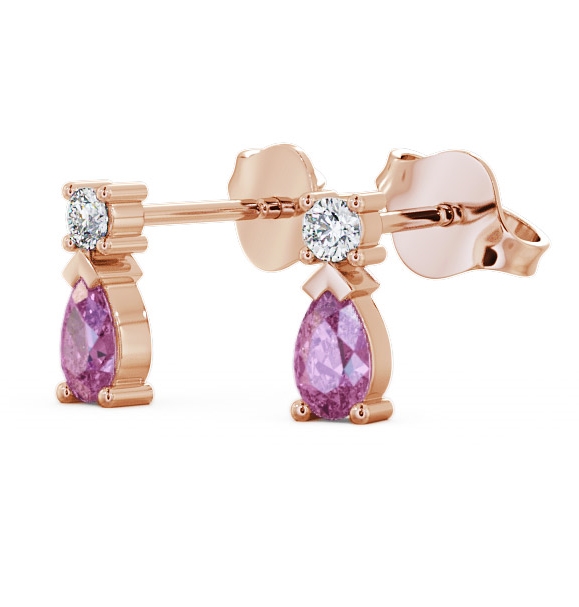 Drop Style Pink Sapphire and Diamond 0.72ct Earrings 9K Rose Gold - Adeyfield ERG34GEM_RG_PS_THUMB1