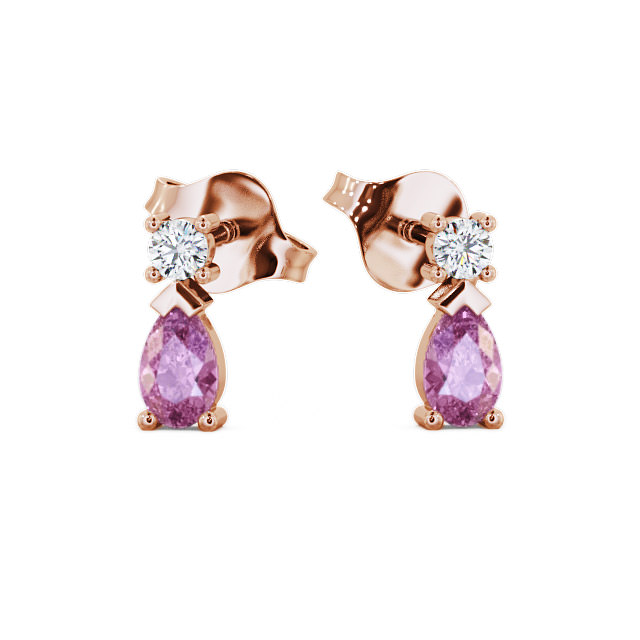 Drop Style Pink Sapphire and Diamond 0.72ct Earrings 18K Rose Gold - Adeyfield ERG34GEM_RG_PS_UP