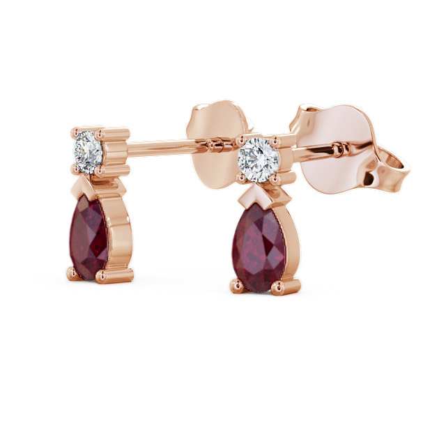 Drop Style Ruby and Diamond 0.72ct Earrings 18K Rose Gold - Adeyfield