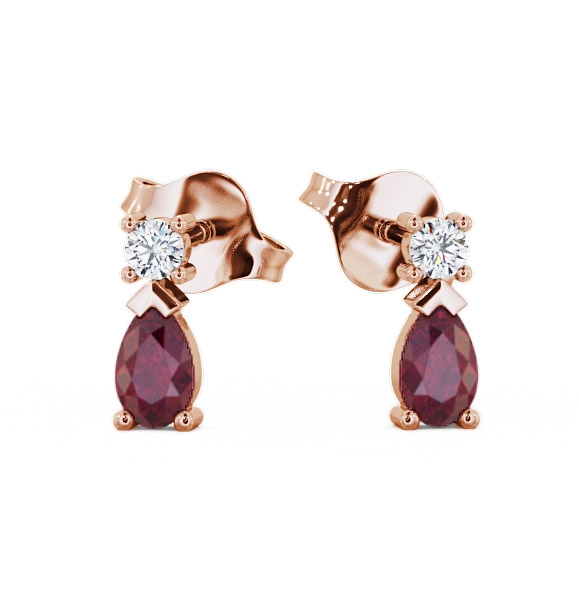  Drop Style Ruby and Diamond 0.72ct Earrings 18K Rose Gold - Adeyfield ERG34GEM_RG_RU_THUMB2 