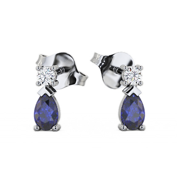  Drop Style Blue Sapphire and Diamond 0.72ct Earrings 9K White Gold - Adeyfield ERG34GEM_WG_BS_THUMB2 