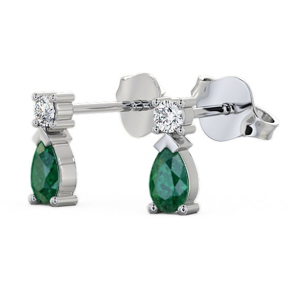 Drop Style Emerald and Diamond 0.62ct Earrings 9K White Gold - Adeyfield ERG34GEM_WG_EM_THUMB1