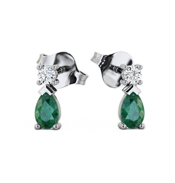  Drop Style Emerald and Diamond 0.62ct Earrings 9K White Gold - Adeyfield ERG34GEM_WG_EM_THUMB2 
