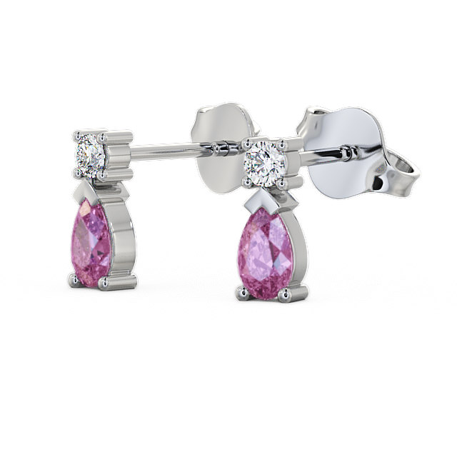 Drop Style Pink Sapphire and Diamond 0.72ct Earrings 18K White Gold - Adeyfield