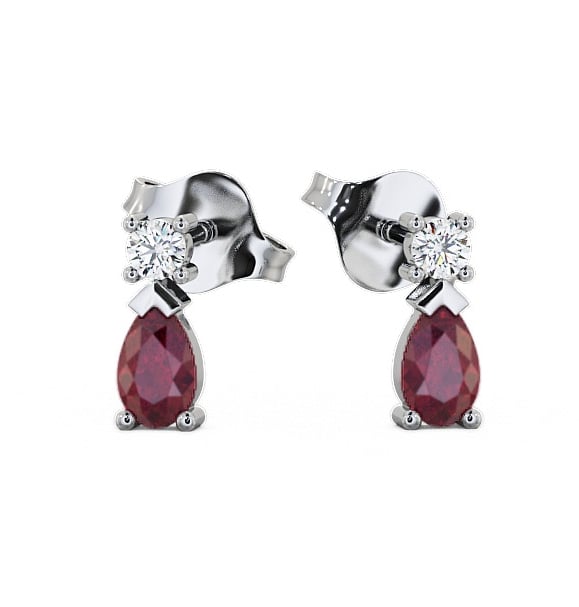  Drop Style Ruby and Diamond 0.72ct Earrings 18K White Gold - Adeyfield ERG34GEM_WG_RU_THUMB2 