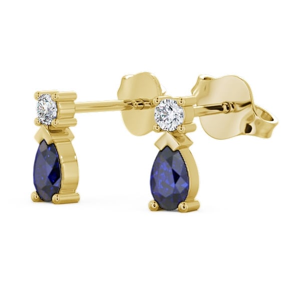 Drop Style Blue Sapphire and Diamond 0.72ct Earrings 18K Yellow Gold - Adeyfield ERG34GEM_YG_BS_THUMB1