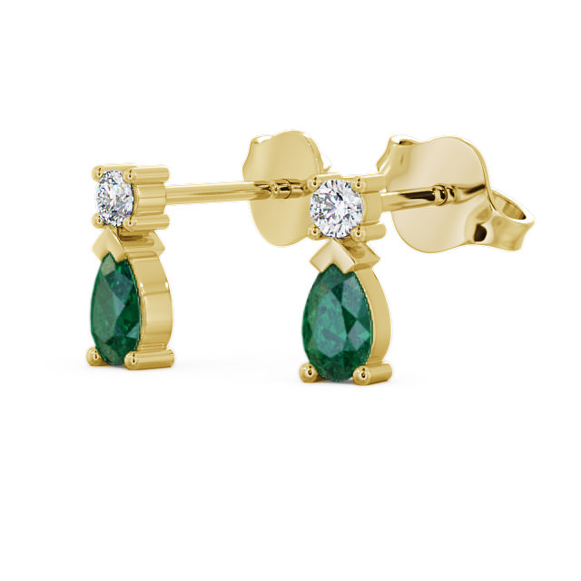 Drop Style Emerald and Diamond 0.62ct Earrings 18K Yellow Gold - Adeyfield
