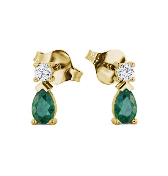  Drop Style Emerald and Diamond 0.62ct Earrings 9K Yellow Gold - Adeyfield ERG34GEM_YG_EM_THUMB2 