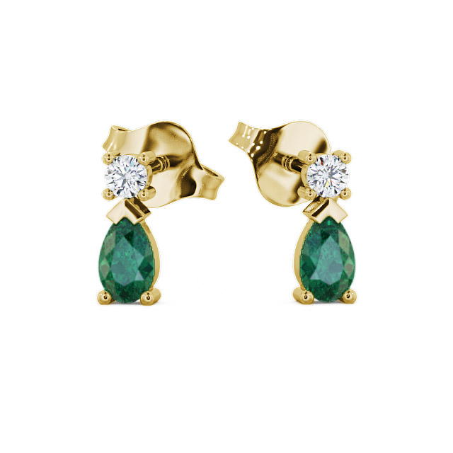 Drop Style Emerald and Diamond 0.62ct Earrings 18K Yellow Gold - Adeyfield ERG34GEM_YG_EM_UP