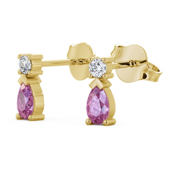 Drop Style Pink Sapphire and Diamond 0.72ct Earrings 9K Yellow Gold - Adeyfield ERG34GEM_YG_PS_THUMB1