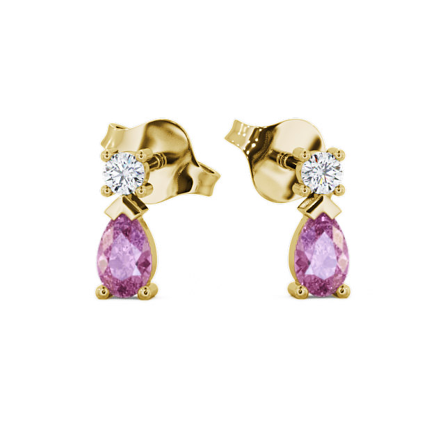 Drop Style Pink Sapphire and Diamond 0.72ct Earrings 18K Yellow Gold - Adeyfield ERG34GEM_YG_PS_UP