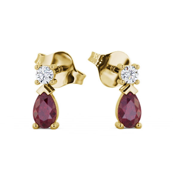  Drop Style Ruby and Diamond 0.72ct Earrings 9K Yellow Gold - Adeyfield ERG34GEM_YG_RU_THUMB2 