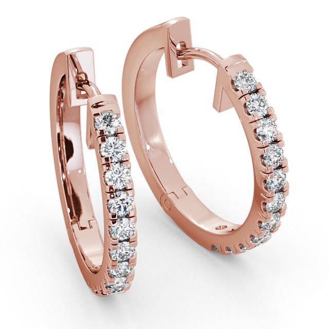 Hoop Round Diamond Earrings 18K Rose Gold - Harper ERG35_RG_FLAT