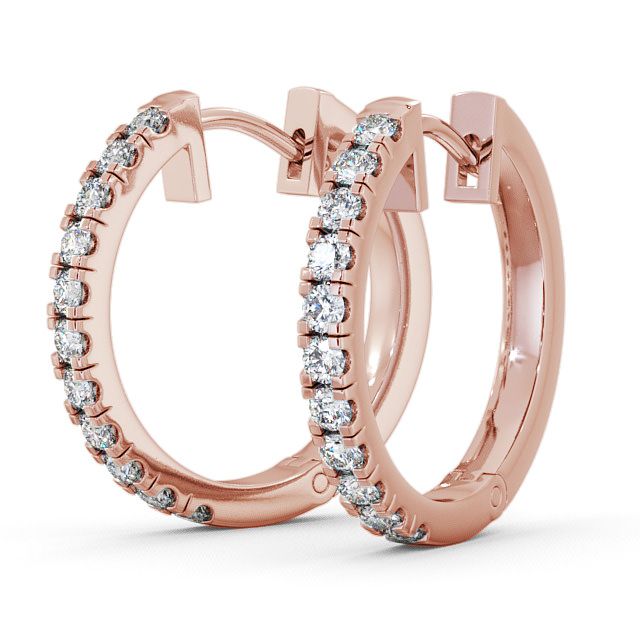 Hoop Round Diamond Earrings 18K Rose Gold - Harper