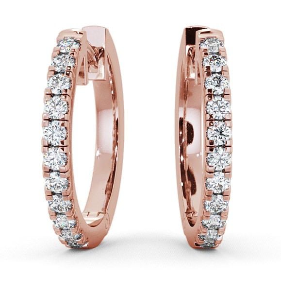  Hoop Round Diamond Earrings 18K Rose Gold - Harper ERG35_RG_THUMB2 