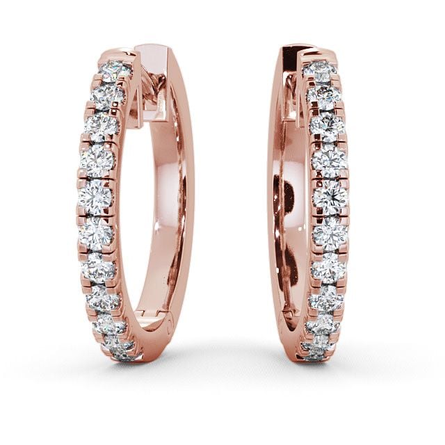 Hoop Round Diamond Earrings 18K Rose Gold - Harper ERG35_RG_UP