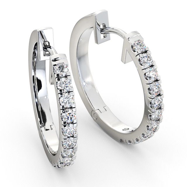 Hoop Round Diamond Earrings 9K White Gold - Harper ERG35_WG_FLAT
