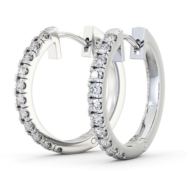 Hoop Round Diamond Earrings 9K White Gold - Harper ERG35_WG_SIDE