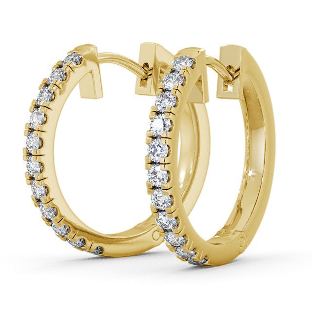 Hoop Round Diamond Earrings 18K Yellow Gold - Harper ERG35_YG_SIDE