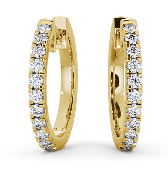  Hoop Round Diamond Earrings 9K Yellow Gold - Harper ERG35_YG_THUMB2 