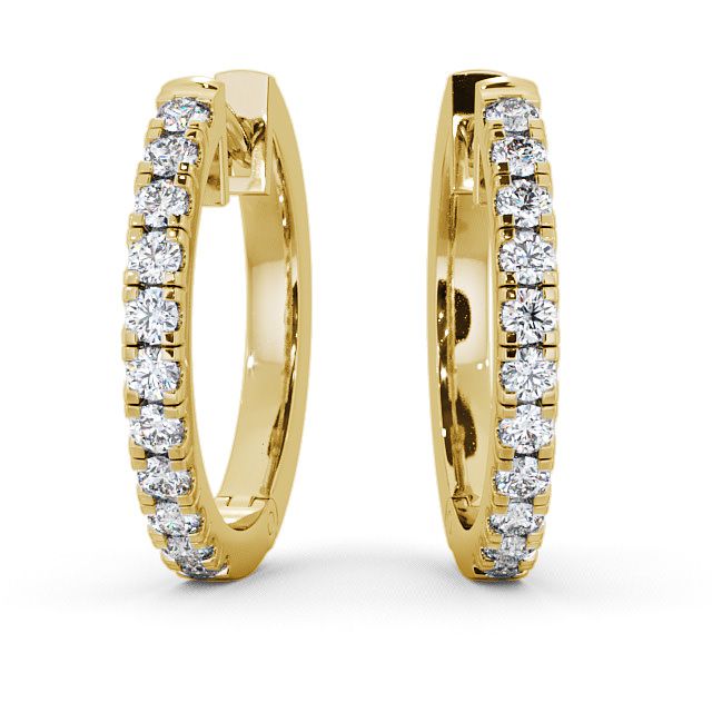 Hoop Round Diamond Earrings 9K Yellow Gold - Harper ERG35_YG_UP