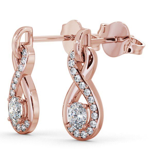 Drop Oval Diamond 0.41ct Infinity Design Earrings 9K Rose Gold ERG36_RG_THUMB1