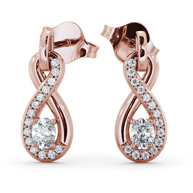 Drop Oval Diamond 0.41ct Earrings 18K Rose Gold - Dunslea ERG36_RG_UP