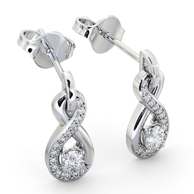 Drop Oval Diamond 0.41ct Earrings 18K White Gold - Dunslea ERG36_WG_FLAT
