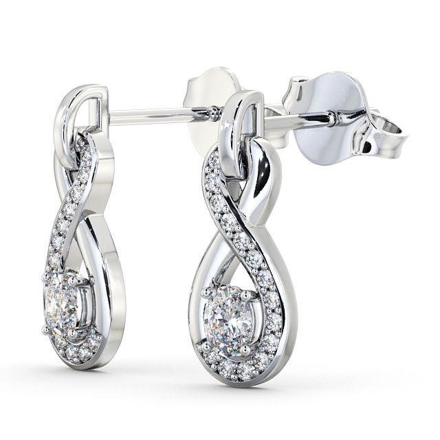 Drop Oval Diamond 0.41ct Earrings 9K White Gold - Dunslea ERG36_WG_SIDE