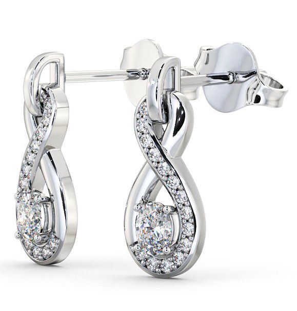 Drop Oval Diamond 0.41ct Infinity Design Earrings 9K White Gold ERG36_WG_THUMB1
