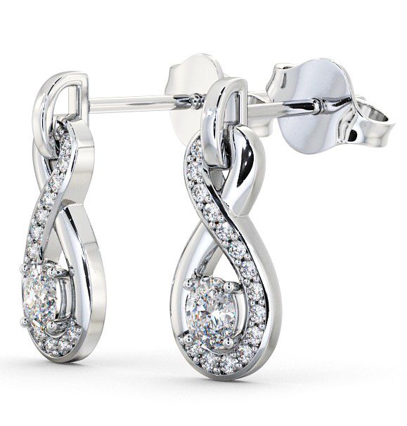 Drop Oval Diamond 0.41ct Infinity Design Earrings 9K White Gold ERG36_WG_THUMB1 