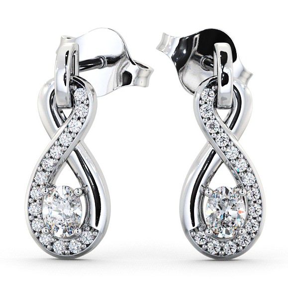 Drop Oval Diamond 0.41ct Infinity Design Earrings 18K White Gold ERG36_WG_THUMB2 