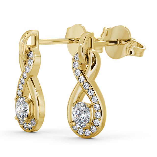 Drop Oval Diamond 0.41ct Earrings 9K Yellow Gold - Dunslea ERG36_YG_SIDE