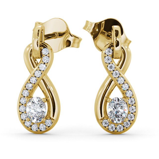 Drop Oval Diamond 0.41ct Earrings 9K Yellow Gold - Dunslea ERG36_YG_UP