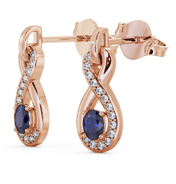 Drop Style Blue Sapphire and Diamond 0.81ct Earrings 9K Rose Gold ERG36GEM_RG_BS_THUMB1