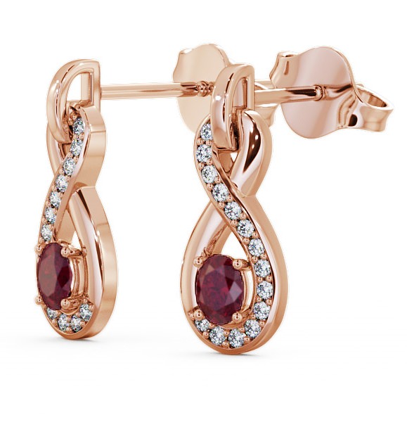  Drop Style Ruby and Diamond 0.81ct Earrings 9K Rose Gold - Dunslea ERG36GEM_RG_RU_THUMB1 