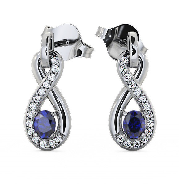  Drop Style Blue Sapphire and Diamond 0.81ct Earrings 18K White Gold - Dunslea ERG36GEM_WG_BS_THUMB2 
