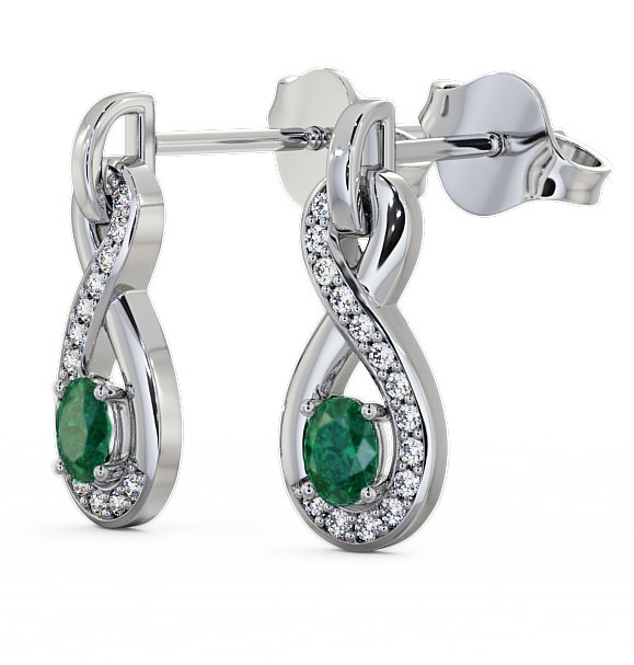  Drop Style Emerald and Diamond 0.61ct Earrings 18K White Gold - Dunslea ERG36GEM_WG_EM_THUMB1 