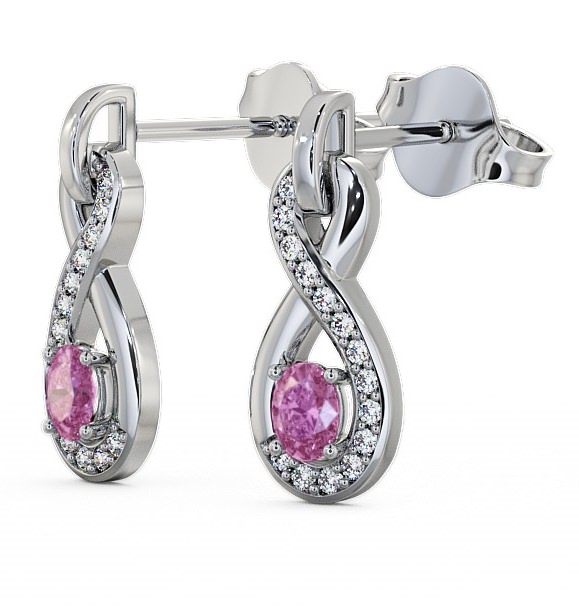 Drop Style Pink Sapphire and Diamond 0.81ct Earrings 18K White Gold - Dunslea ERG36GEM_WG_PS_THUMB1