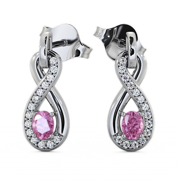  Drop Style Pink Sapphire and Diamond 0.81ct Earrings 18K White Gold - Dunslea ERG36GEM_WG_PS_THUMB2 